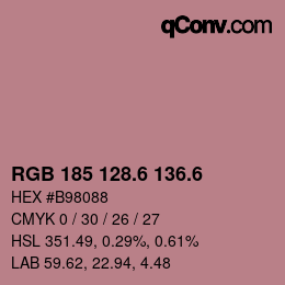 カラーコード: RGB 185 128.6 136.6 | qconv.com