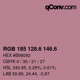 カラーコード: RGB 185 128.6 146.6 | qconv.com