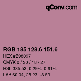 カラーコード: RGB 185 128.6 151.6 | qconv.com