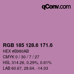 カラーコード: RGB 185 128.6 171.6 | qconv.com