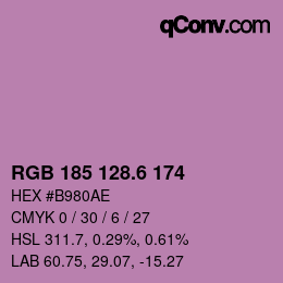 カラーコード: RGB 185 128.6 174 | qconv.com