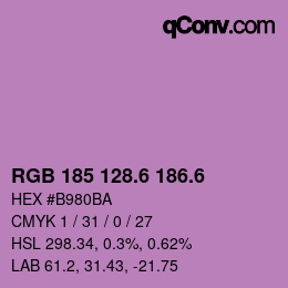 カラーコード: RGB 185 128.6 186.6 | qconv.com