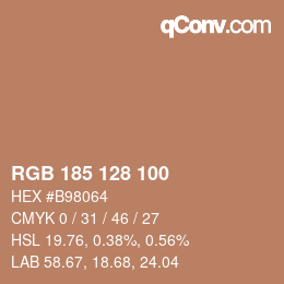 Color code: RGB 185 128 100 | qconv.com