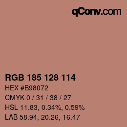 Color code: RGB 185 128 114 | qconv.com
