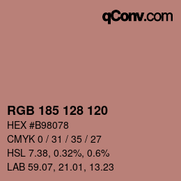 Color code: RGB 185 128 120 | qconv.com