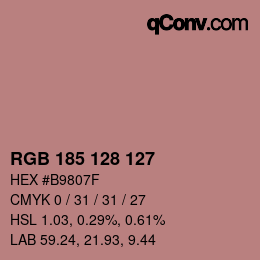 Color code: RGB 185 128 127 | qconv.com