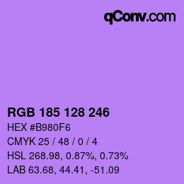 カラーコード: RGB 185 128 246 | qconv.com