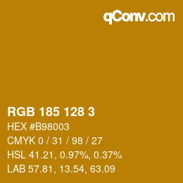 Color code: RGB 185 128 3 | qconv.com