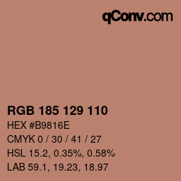 Color code: RGB 185 129 110 | qconv.com
