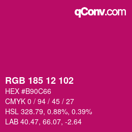 Color code: RGB 185 12 102 | qconv.com