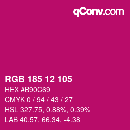 Color code: RGB 185 12 105 | qconv.com