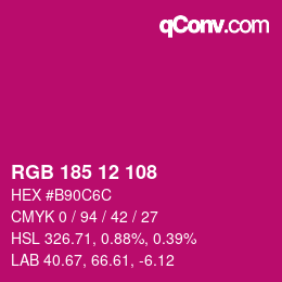 Color code: RGB 185 12 108 | qconv.com