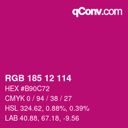 Farbcode: RGB 185 12 114 | qconv.com