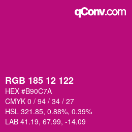 Color code: RGB 185 12 122 | qconv.com
