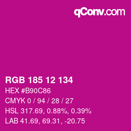 Color code: RGB 185 12 134 | qconv.com