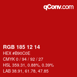 Color code: RGB 185 12 14 | qconv.com