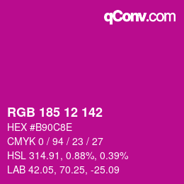 Color code: RGB 185 12 142 | qconv.com