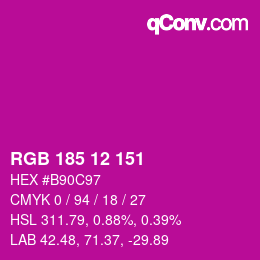 Color code: RGB 185 12 151 | qconv.com