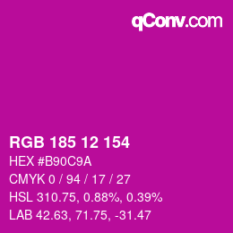 Color code: RGB 185 12 154 | qconv.com