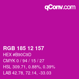 Color code: RGB 185 12 157 | qconv.com