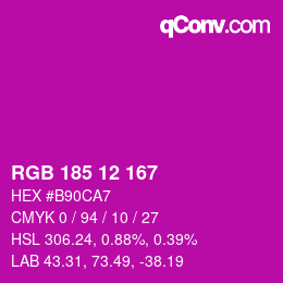 Color code: RGB 185 12 167 | qconv.com
