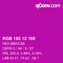 カラーコード: RGB 185 12 168 | qconv.com