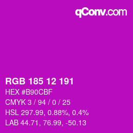Color code: RGB 185 12 191 | qconv.com