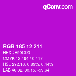 Color code: RGB 185 12 211 | qconv.com