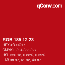 Color code: RGB 185 12 23 | qconv.com
