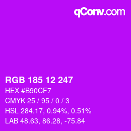 Color code: RGB 185 12 247 | qconv.com