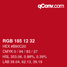 Color code: RGB 185 12 32 | qconv.com