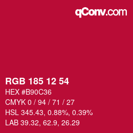 Color code: RGB 185 12 54 | qconv.com