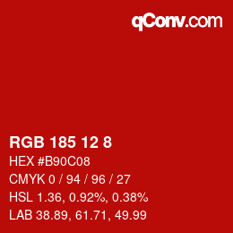 カラーコード: RGB 185 12 8 | qconv.com