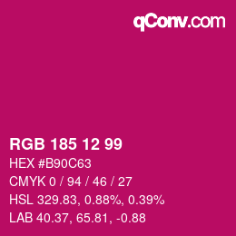 Color code: RGB 185 12 99 | qconv.com