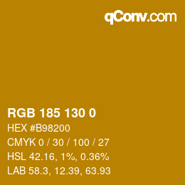 Color code: RGB 185 130 0 | qconv.com