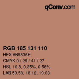 Color code: RGB 185 131 110 | qconv.com