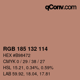 Color code: RGB 185 132 114 | qconv.com
