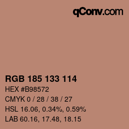 Color code: RGB 185 133 114 | qconv.com