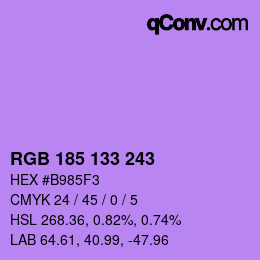 Color code: RGB 185 133 243 | qconv.com