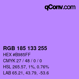 Color code: RGB 185 133 255 | qconv.com