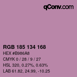 カラーコード: RGB 185 134 168 | qconv.com