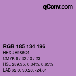 Color code: RGB 185 134 196 | qconv.com