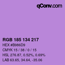 Color code: RGB 185 134 217 | qconv.com