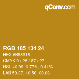 Color code: RGB 185 134 24 | qconv.com