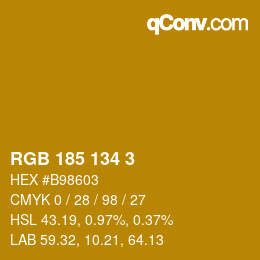 Color code: RGB 185 134 3 | qconv.com