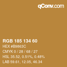 Color code: RGB 185 134 60 | qconv.com