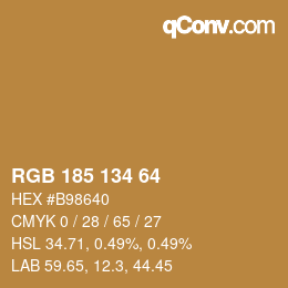 Color code: RGB 185 134 64 | qconv.com