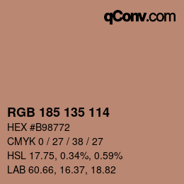 Color code: RGB 185 135 114 | qconv.com