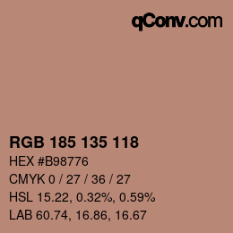 Farbcode: RGB 185 135 118 | qconv.com