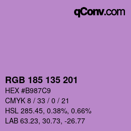 Color code: RGB 185 135 201 | qconv.com